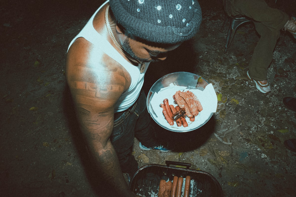 Male athlete preparing protein-rich meal